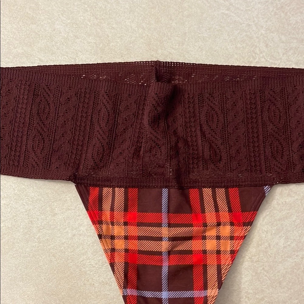 Aerie Brown and Red Plaid women’s XL thong